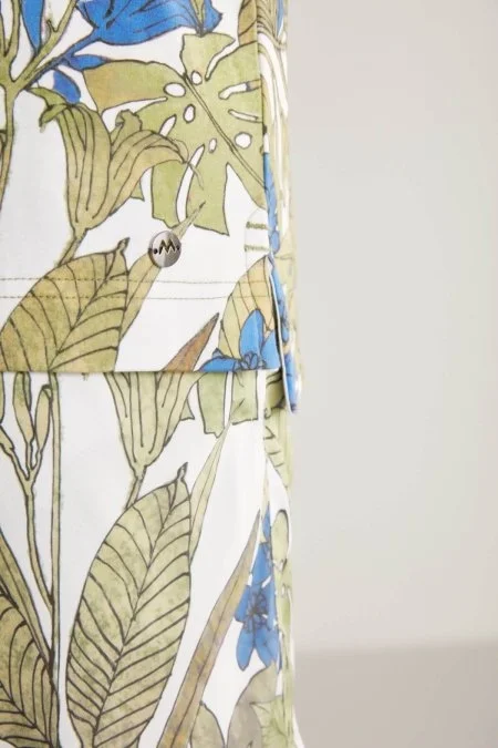 Çiçek Desen Yeşil Polo Yaka T-Shirt