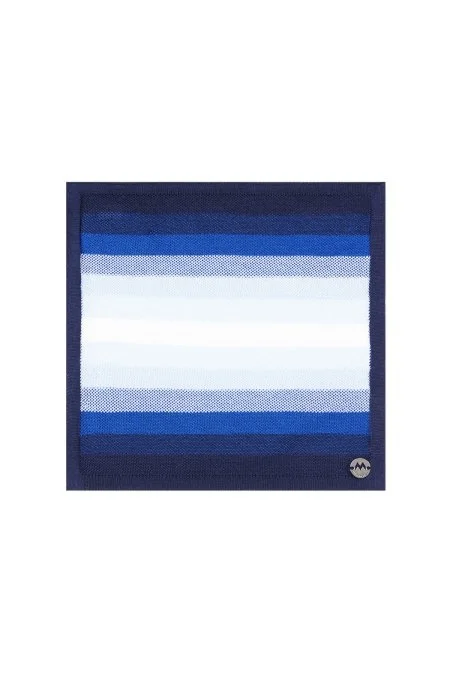 Çizgi Desen Mavi Beyaz Örgü Mendil