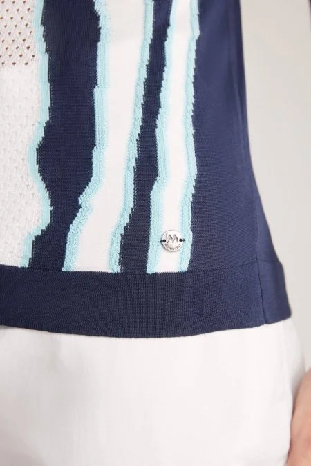 Çizgi Detaylı Lacivert Merserize Pamuk Triko Polo