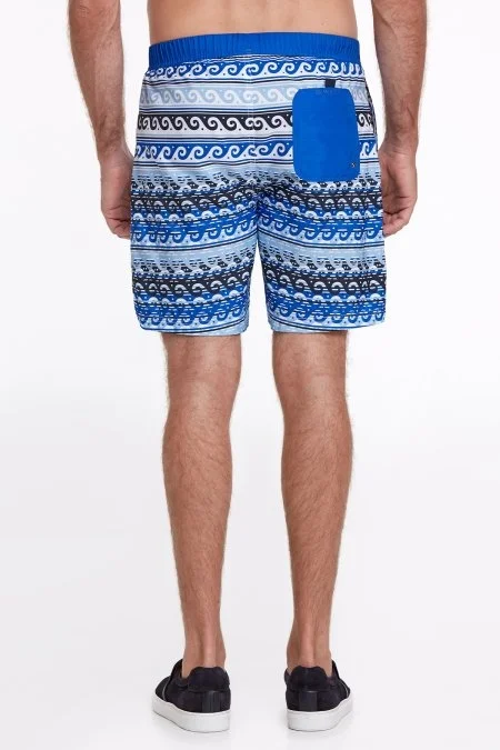 Dalga Desen İndigo Mavi Özel Kesim Mayo