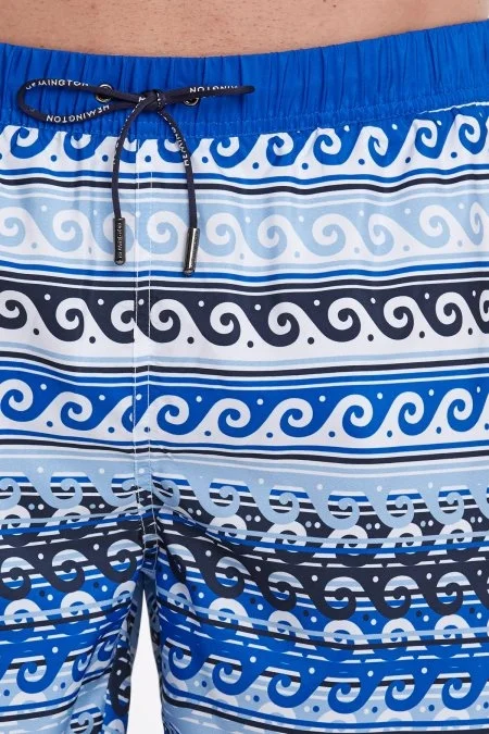 Dalga Desen İndigo Mavi Özel Kesim Mayo