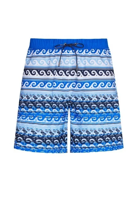 Dalga Desen İndigo Mavi Özel Kesim Mayo