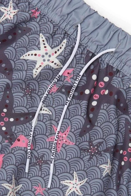 Deniz Yıldızı Desen Açık Gri Quick Dry Çocuk Mayo