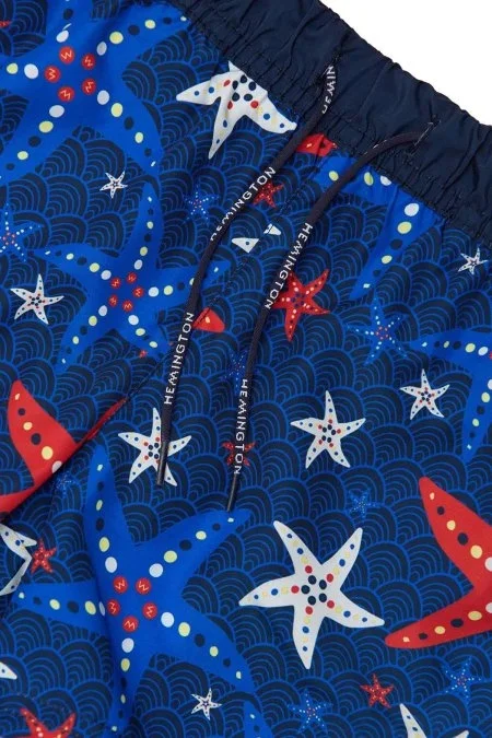 Deniz Yıldızı Desen Lacivert Quick Dry Çocuk Mayo