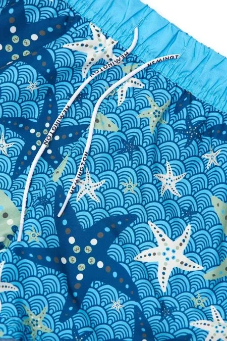 Deniz Yıldızı Desen Turkuaz Quick Dry Çocuk Mayo