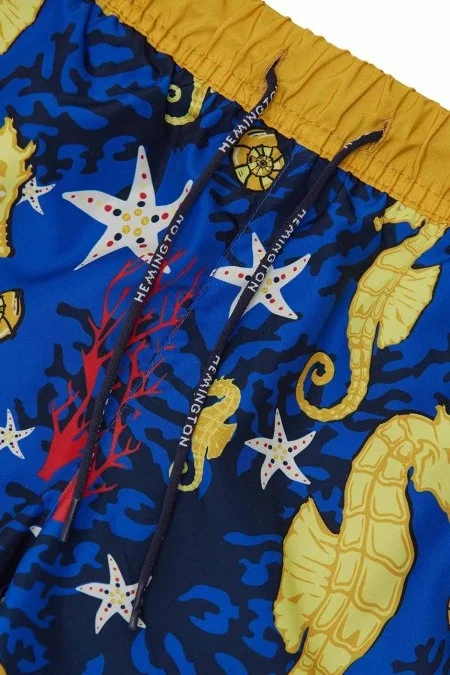 Denizatı Desen Lacivert Quick Dry Çocuk Mayo