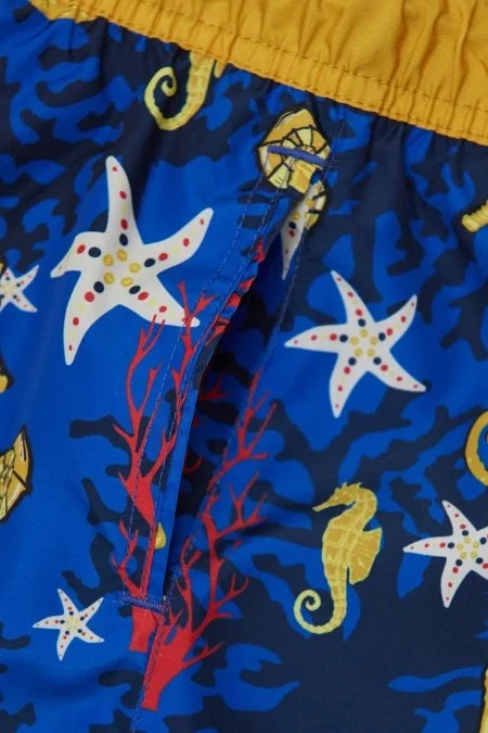 Denizatı Desen Lacivert Quick Dry Çocuk Mayo