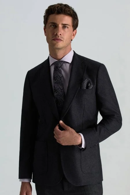 Desenli İpek Yün Karışım Mor Örgü Kravat