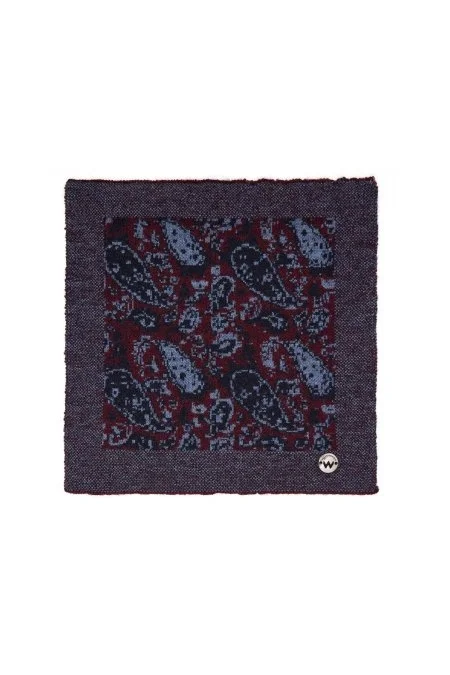 Desenli İpek Yün Karışım Mor Örgü Mendil