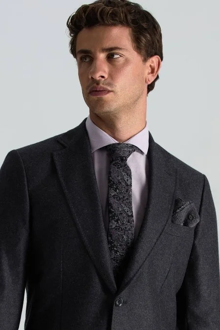 Desenli İpek Yün Karışım Mor Örgü Mendil