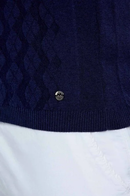 Desenli Saf Pamuk Lacivert Triko Polo