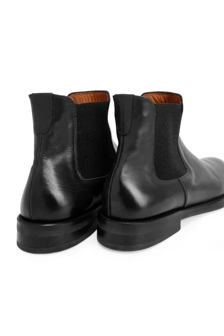 Doğal Antik Deri Siyah Chelsea Bot