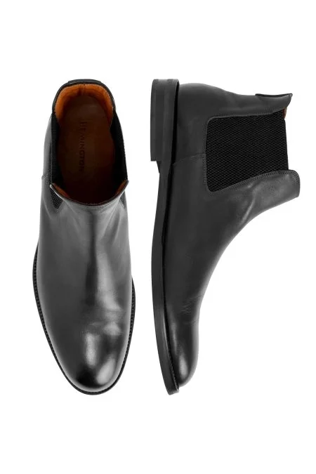 Doğal Antik Deri Siyah Chelsea Bot