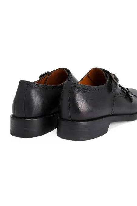 Doğal Deri El Dikişli Toka Detaylı Siyah Klasik Ayakkabı