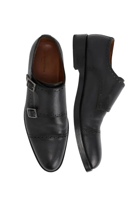 Doğal Deri El Dikişli Toka Detaylı Siyah Klasik Ayakkabı