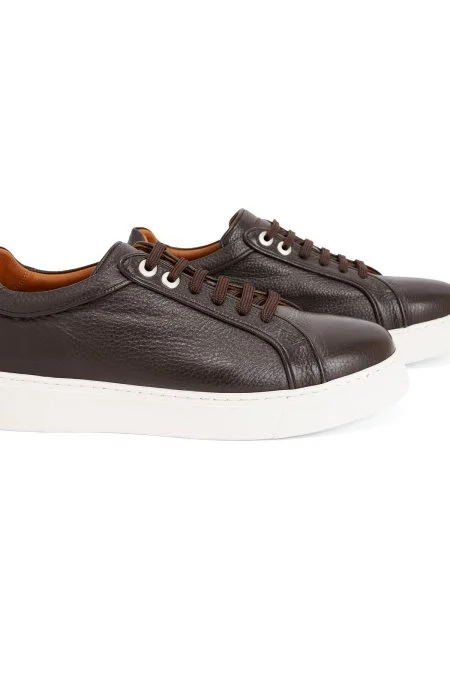Doğal Deri El Yapımı Kahverengi Sneaker