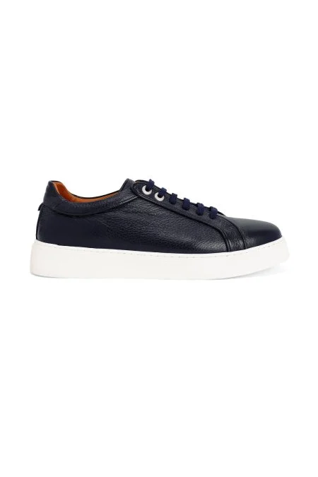 Doğal Deri El Yapımı Lacivert Sneaker Doğal Deri El Yapımı Lacivert Sneaker