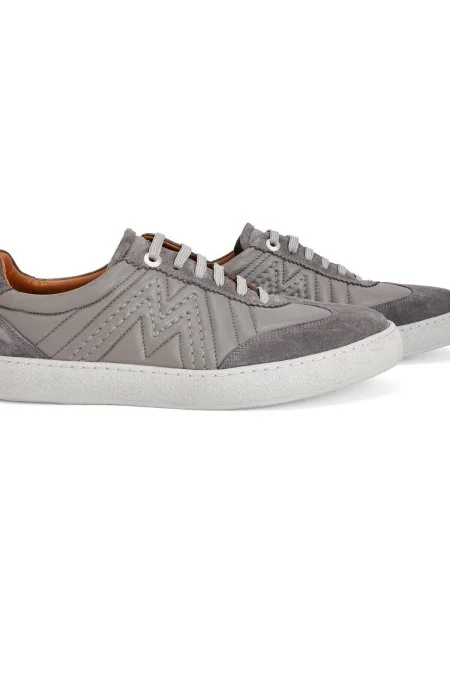 Doğal Deri M Logo Detaylı Gri Sneaker