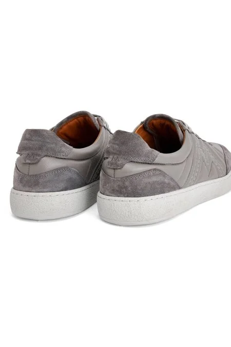 Doğal Deri M Logo Detaylı Gri Sneaker