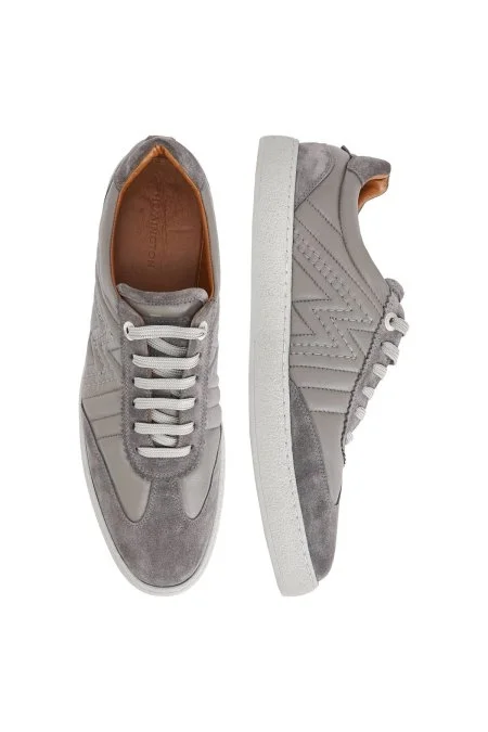 Doğal Deri M Logo Detaylı Gri Sneaker
