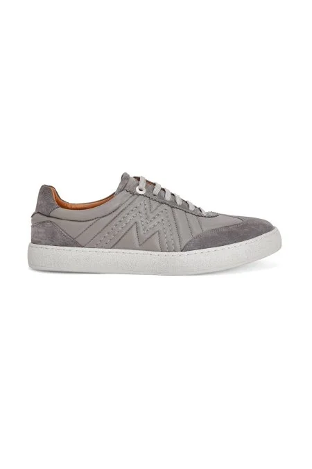Doğal Deri M Logo Detaylı Gri Sneaker Doğal Deri M Logo Detaylı Gri Sneaker