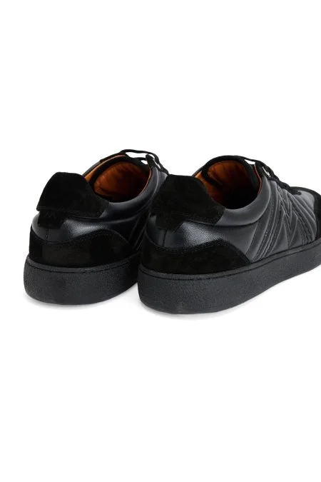 Doğal Deri M Logo Detaylı Siyah Sneaker