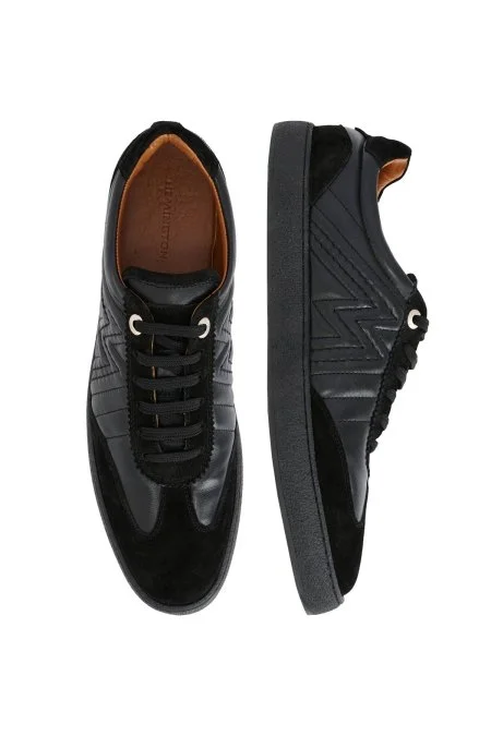 Doğal Deri M Logo Detaylı Siyah Sneaker