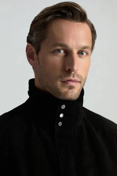 Doğal Deri Metal Düğmeli Siyah Spor Ceket