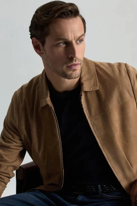 Doğal Süet Kahverengi Deri Ceket Doğal Süet Kahverengi Deri Ceket