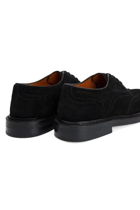 Doğal Süet Deri Dikiş Detaylı Siyah Klasik Ayakkabı