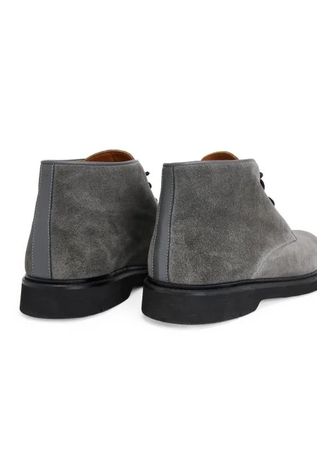 Doğal Süet Deri El Yapımı Açık Gri Bot