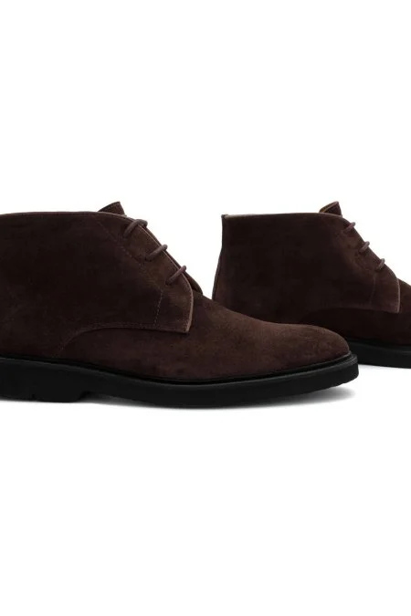 Doğal Süet Deri El Yapımı Kahverengi Bot