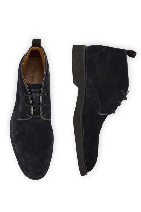 Doğal Süet Deri El Yapımı Lacivert Bot