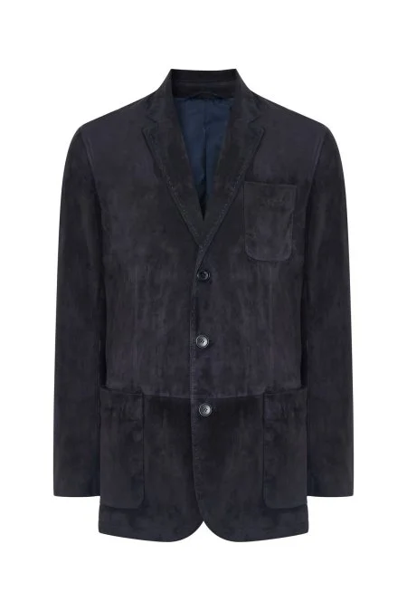 Doğal Süet Deri Lacivert Spor Ceket