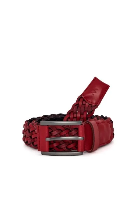 Bordo El Yapımı Süet Deri Örgü Kemer