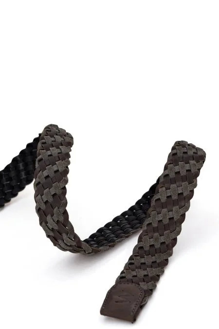 Açık Gri El Yapımı Süet Deri Örgü Kemer