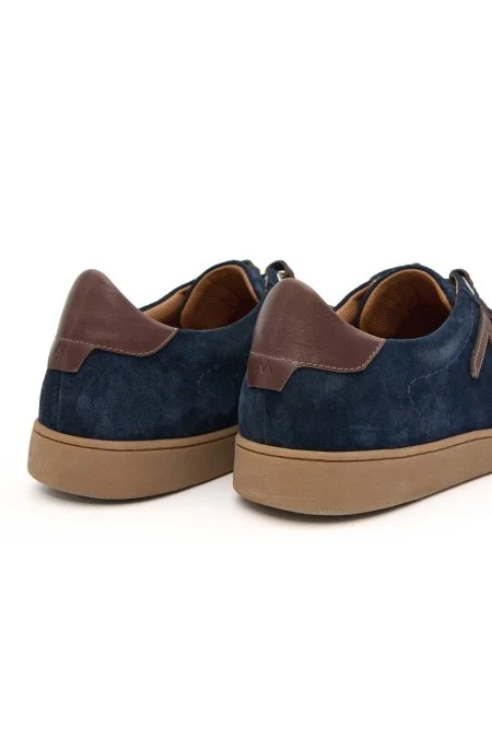 El Yapımı Süet Deri M Logo Detaylı Lacivert Sneaker