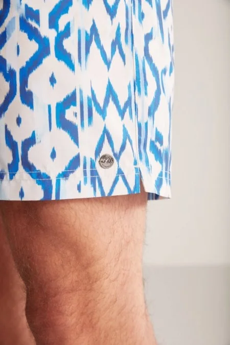 Etnik Desen Beyaz-Mavi Quick Dry Mayo