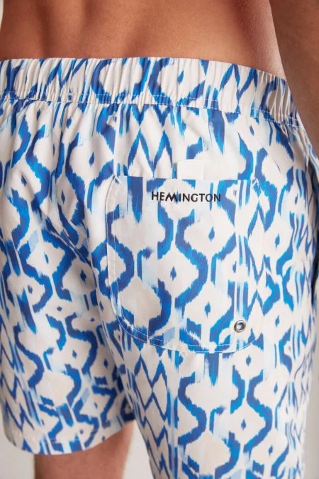 Etnik Desen Beyaz-Mavi Quick Dry Mayo