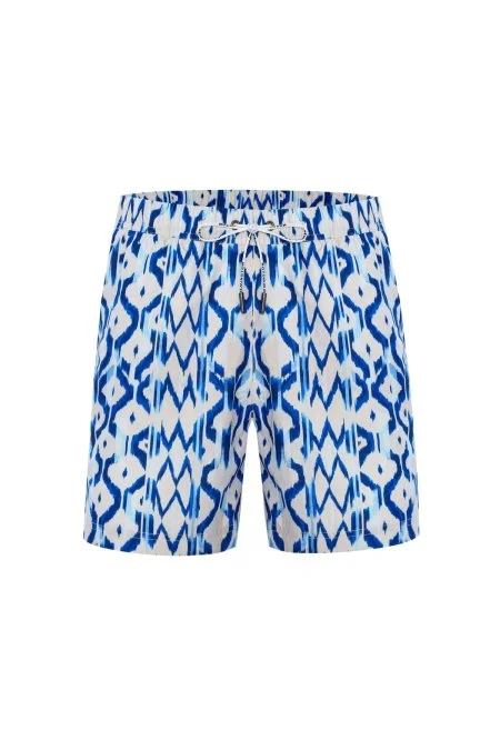 Etnik Desen Beyaz-Mavi Quick Dry Mayo