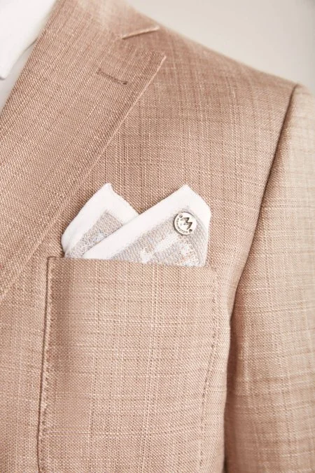 Etnik Desen Gri-Beyaz Örgü Mendil