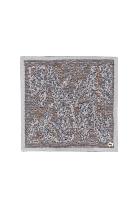 Etnik Desen Gri-Beyaz Örgü Mendil