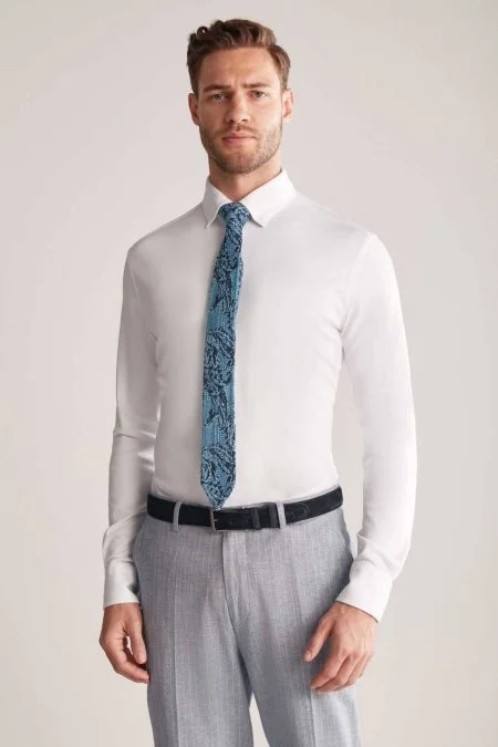 Etnik Desen Lacivert-Mavi Örgü Kravat