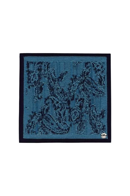 Etnik Desen Lacivert-Mavi Örgü Mendil