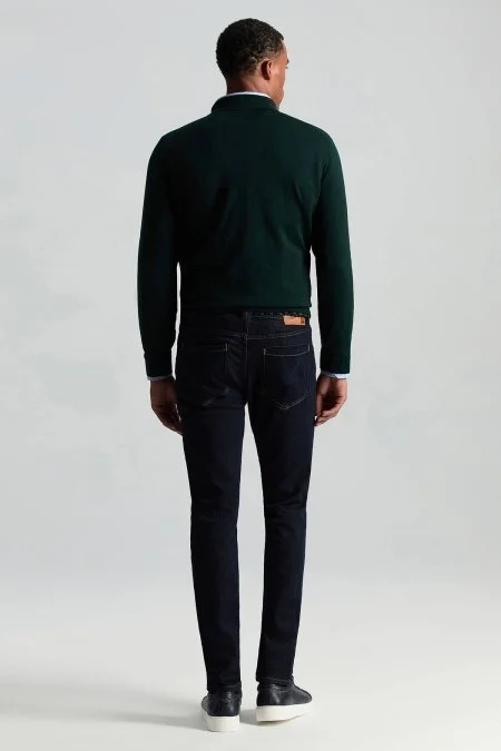 Extrafine Merino Polo Yaka Zümrüt Yeşili Triko