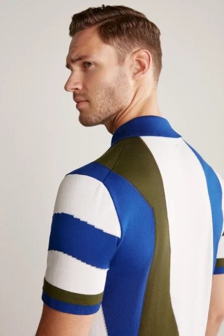 Fermuar Detaylı İndigo Merserize Pamuk Triko Polo