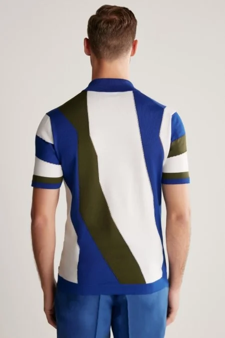 Fermuar Detaylı İndigo Merserize Pamuk Triko Polo