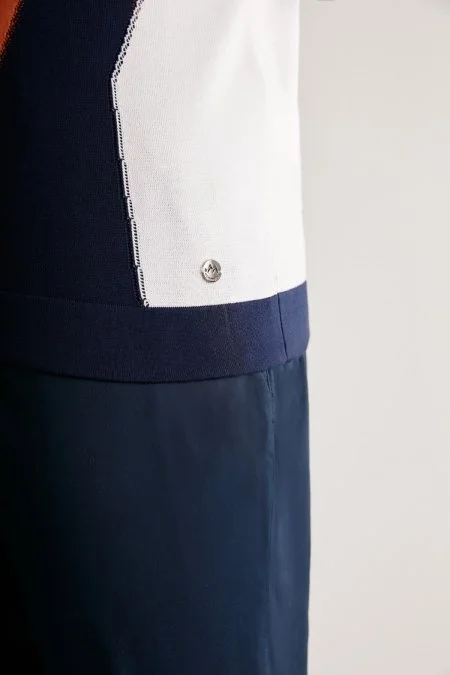 Fermuar Detaylı Lacivert Merserize Pamuk Triko Polo