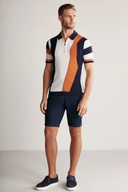 Fermuar Detaylı Lacivert Merserize Pamuk Triko Polo