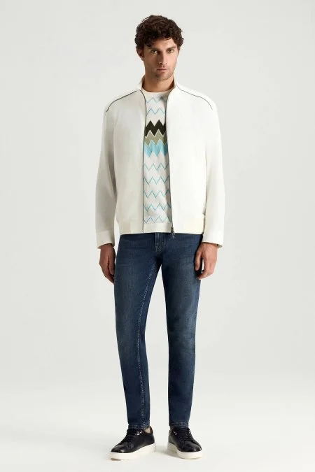 Fermuarlı Yazlık Beyaz Mont